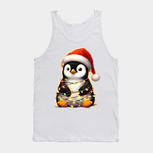 Penguin Wrapped In Christmas Lights Tank Top